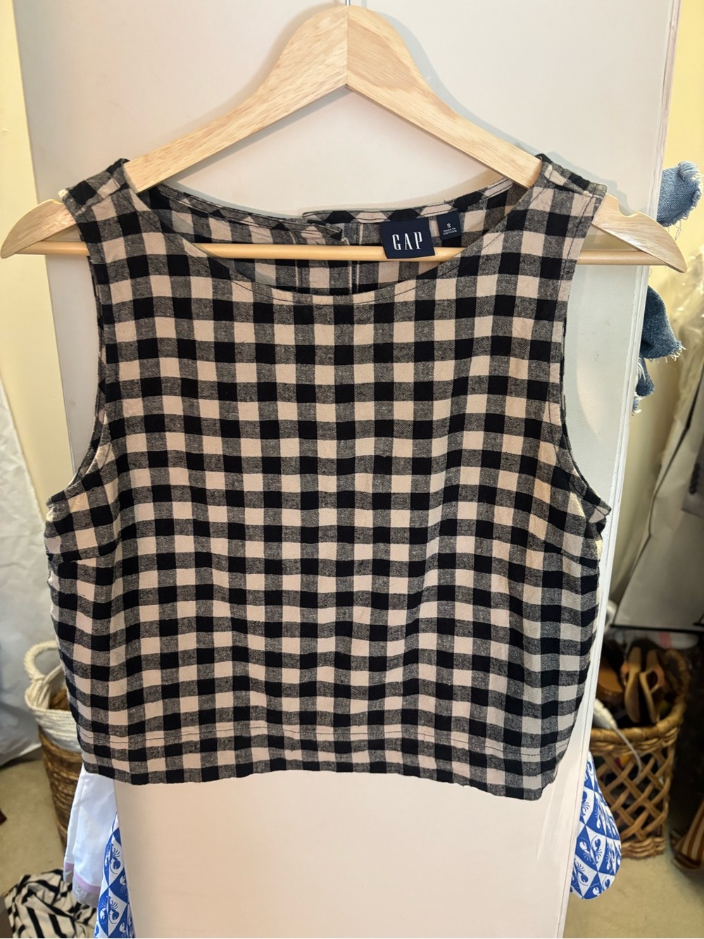 Gap Linen Blend Crop Shell Tank Top Size Small
